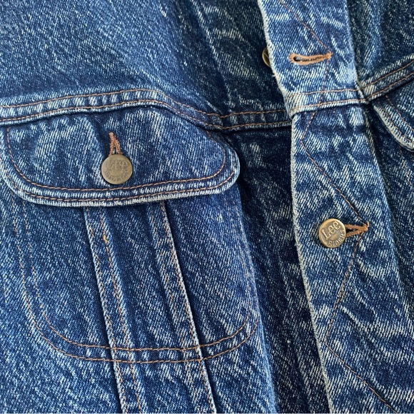 Vintage 1980s Lee Riders Dark Rinse Acid Washed Jean Denim Jacket Sz L Unisex - Picture 16 of 16